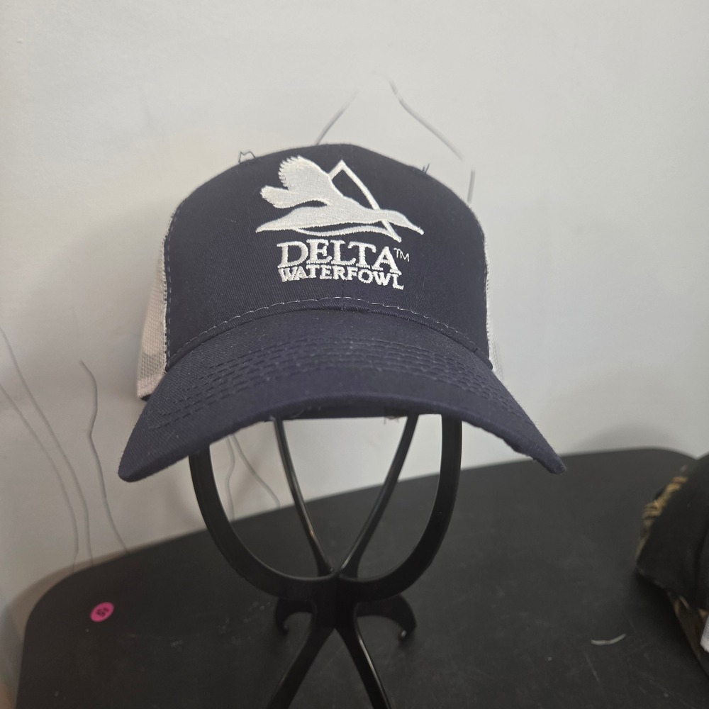 Outdoor Cap Delta Waterfowl Navy Blue White Mesh Trucker Hat Duck Hunters Org